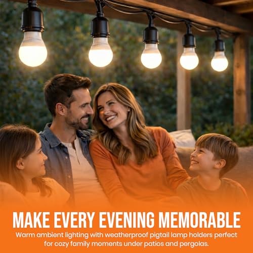 Weatherproof E26 Pigtail Lamp Sockets, Medium Base, Black, 8-Pack, 660W Max