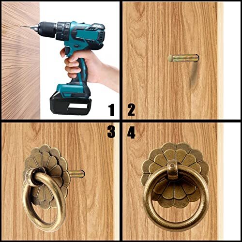 6Pcs Antique Brass Pulls Vintage Cabinet Small Pulls Knobs Handles for Drawer...