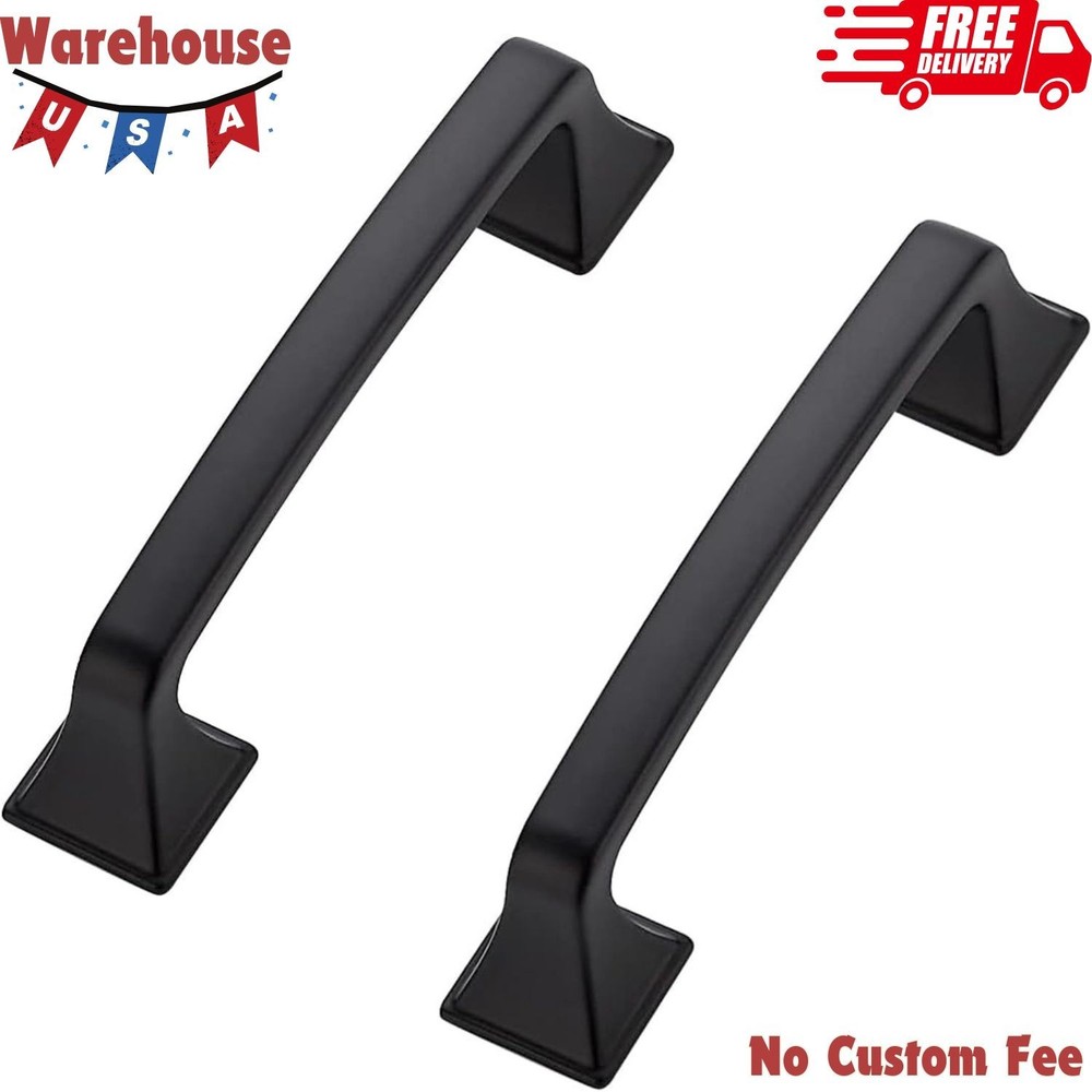 30Pack Matte Black Square Cabinet Pulls - 3-3/4" Arch Handles for Kitchen
