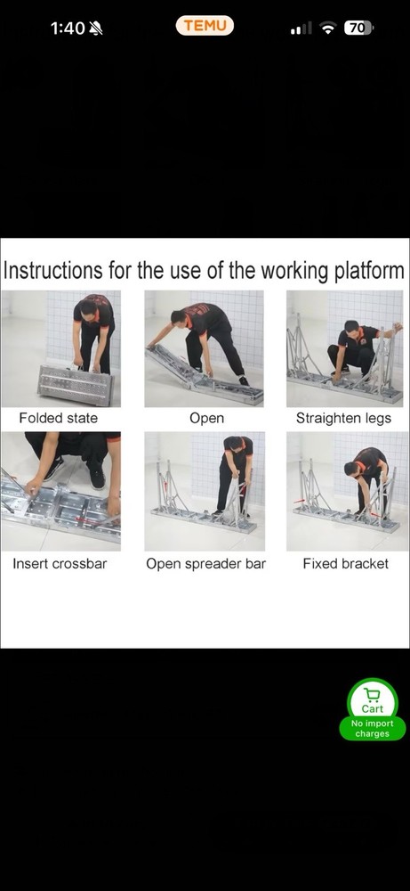 63” Portable Folding Scaffolding PlatformWork Bench Scaffold -Adjustable Height