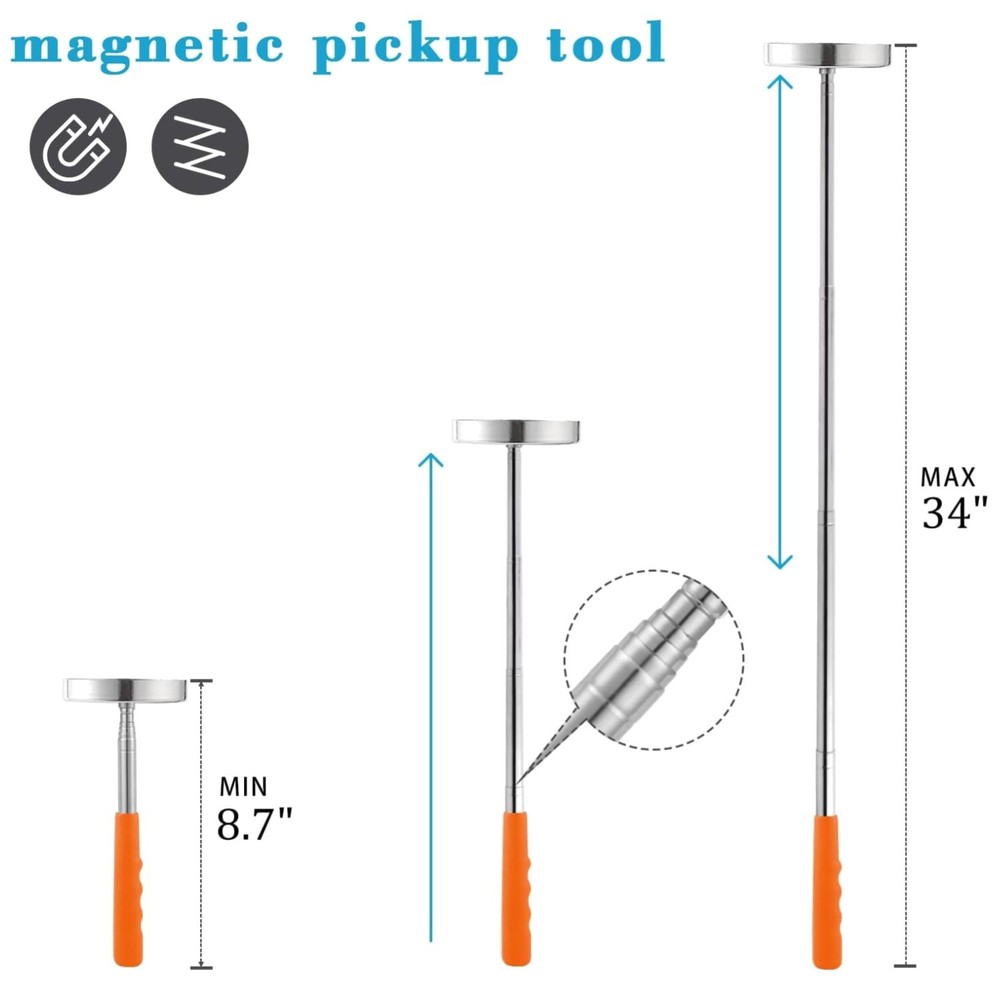 Telescoping Magnetic Sweeper Pickup Tool - 2 Pack