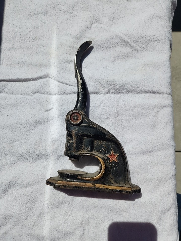 Vintage Cast Iron Notory Hand Press Embossing Machine