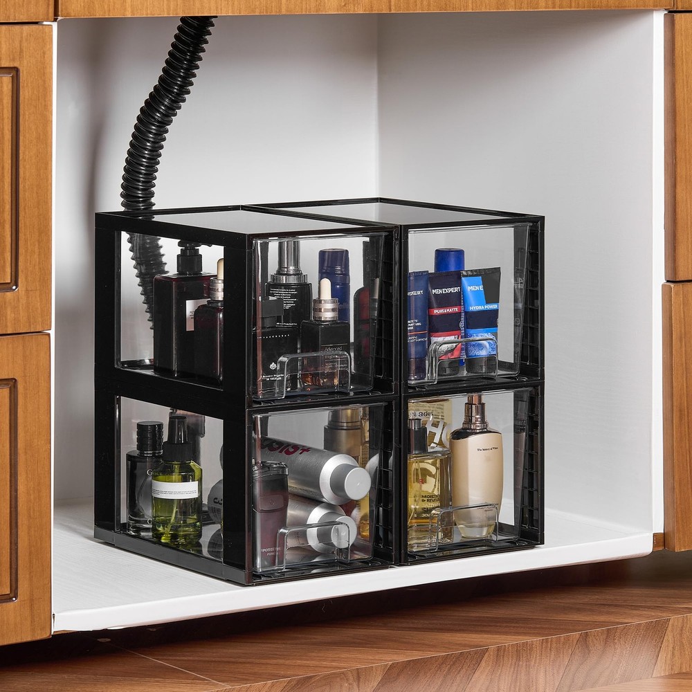 Vtopmart 4 Large Stackable Storage Drawers Black Acrylic Easy Assemble