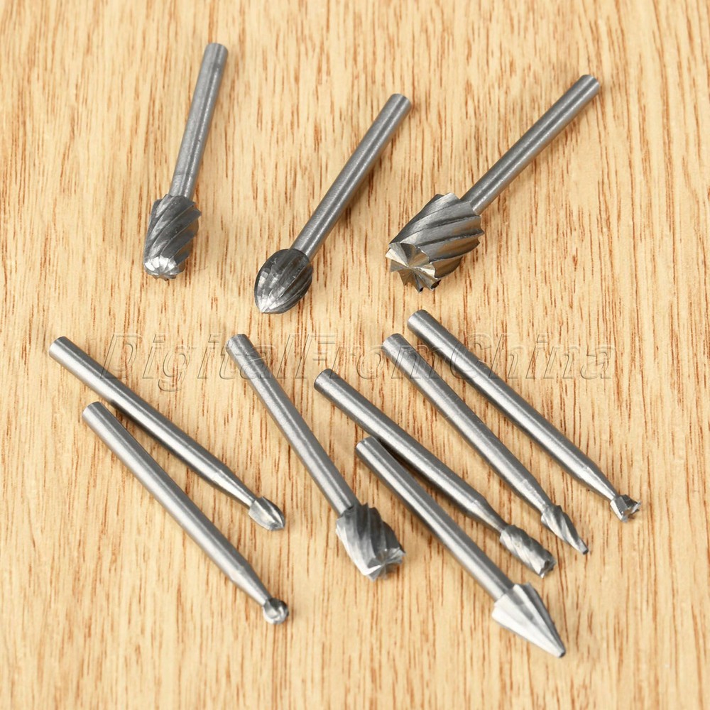 10Pc HSS Engraving Cutting Chamfering Grooving Polishing Routing Drill Bits File