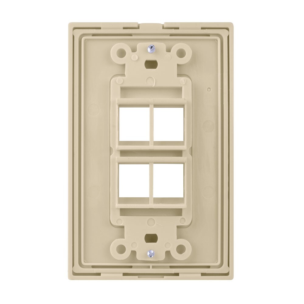 Construct Pro 4-Port Keystone Wall Plate with Screwless Face (Ivory)