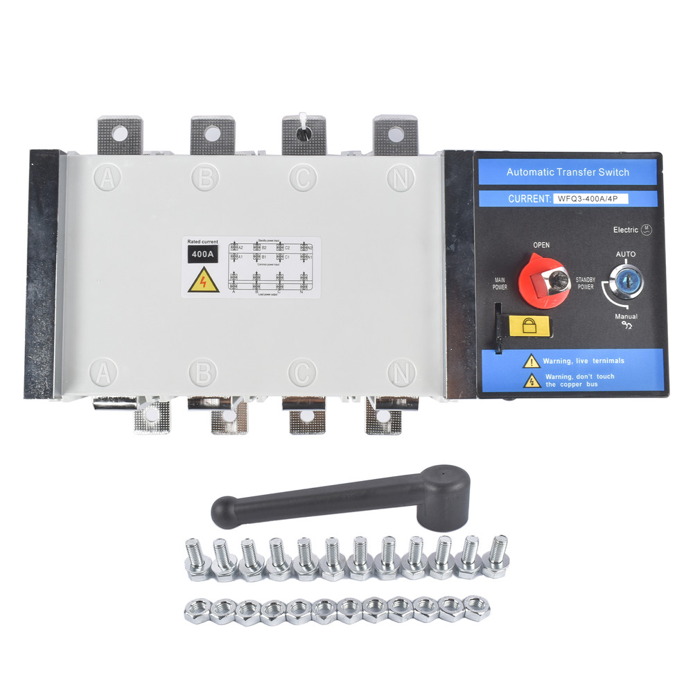 Industrial Automatic Transfer Switch 4P 400A 110V or 220V High Quality Plastic
