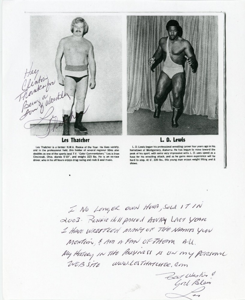 Les Thatcher Hand Signed Paper Photograph With Message
