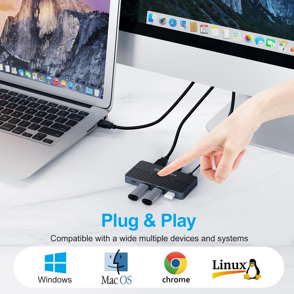 5Gbps USB 3.0 Switch 2 Computers Share 4 USB Devices Peripheral USB Adapter S...