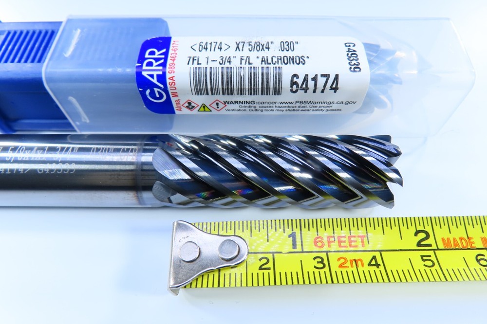 NEW 5/8" GARR VX-7 SERIES 7 FLUTE ALCRONOS COATING 64174 SOLID CARBIDE END MILL