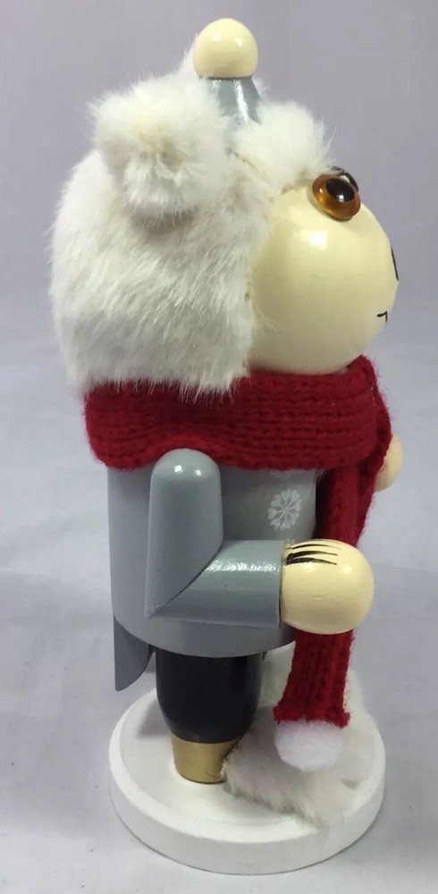 Small Wooden Bear Nutcracker With Toque Christmas Decor