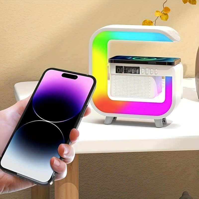 Desktop Alarm Clock with Multifunction Wireless Speaker - Button Control