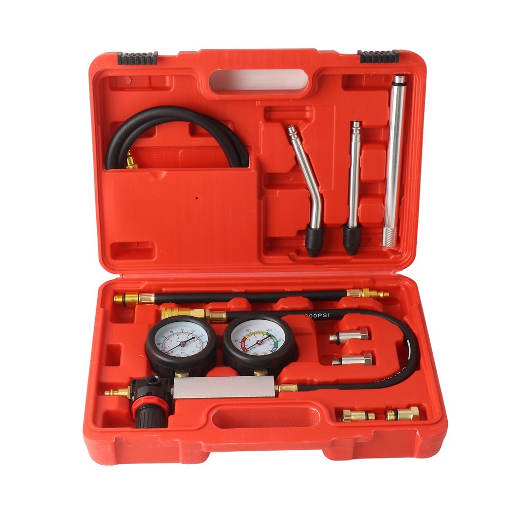 Cylinder Leak Down Tester Gasoline Engine Compression Dual Gauge Detecting XVLE
