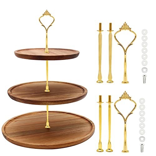 6 Sets Cake Tier Stacking Kit - 3 Tier Stand, Crown Cake Tray, Fruit Tray & Mold