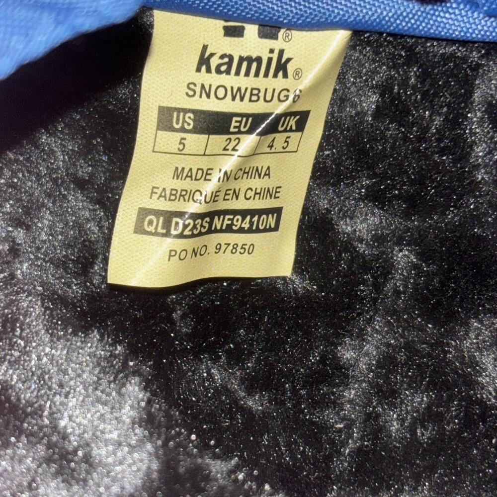Kamik Snowbug 6 Blue/Navy Size 5 Boys Snow Boot New