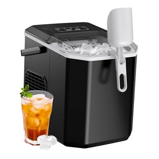 Ice Maker Countertop, Portable Ice Machine with Carry Handle, 26 lbs Black