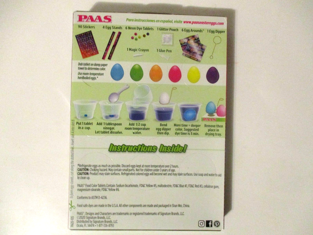 PAAS Easter Egg Coloring Kit - NEON -Includes 90 Stickers - Decorate 36 Eggs!