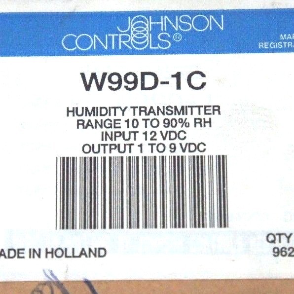 NIB JOHNSON CONTROLS W99D-1C HUMIDITY TRANSMITTER RANGE: 10 TO 90% RH