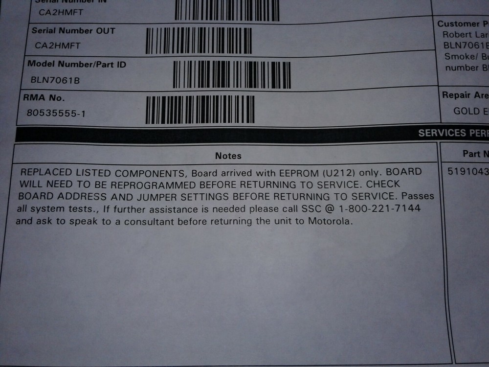 MOTOROLA BLN7061B13 CA2HMFT BOARD