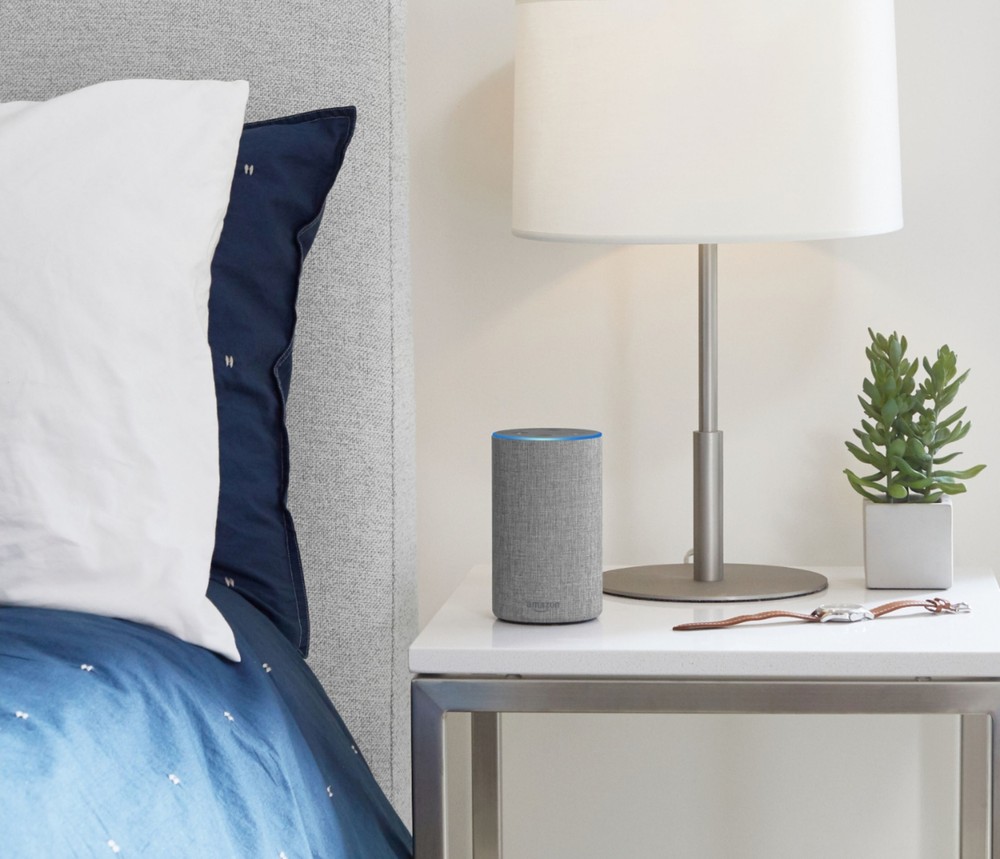 Amazon Echo 2nd Gen Smart Speaker Alexa n Dolby processing Heather Gray Fabric