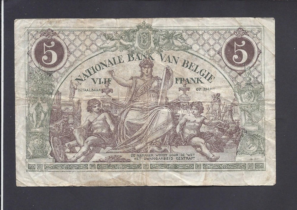 BELGIUM - 5 FRANCS 1918 @ @
