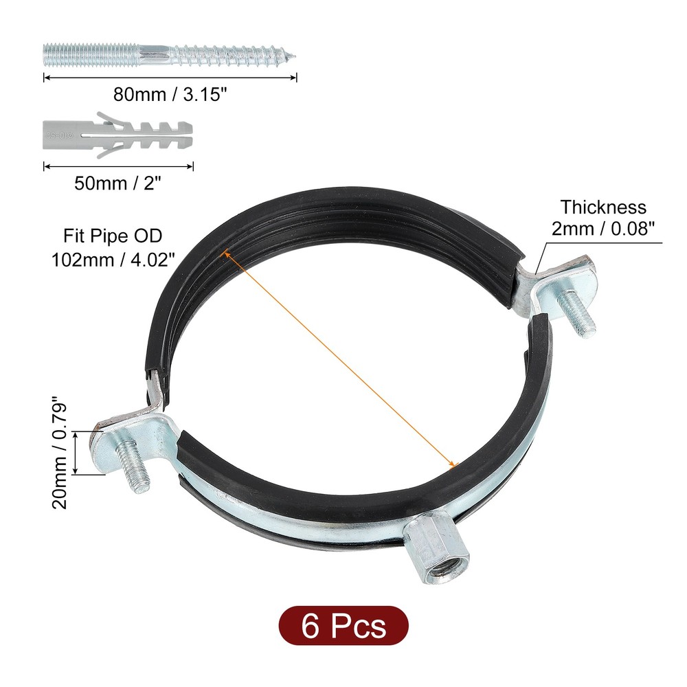 6 PACK Adjustable Pipe Bracket Clamp Wall Ceiling Mount Support 4" 102mm