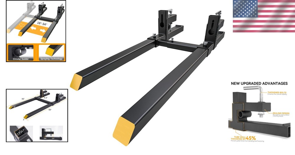 Versatile 60” Clamp-On Pallet Forks for Safe and Efficient Material Handling