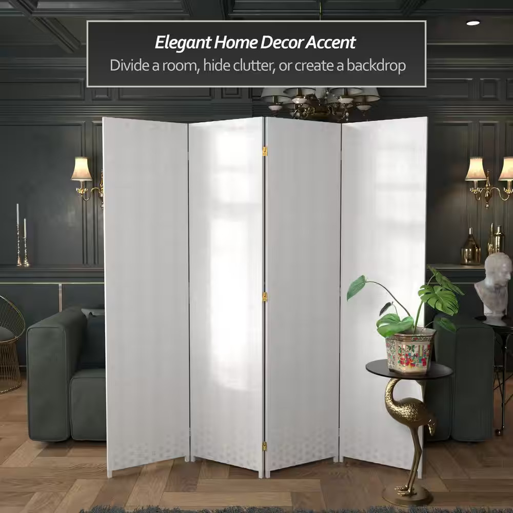 6 Ft. White 4-Panel Room Divider