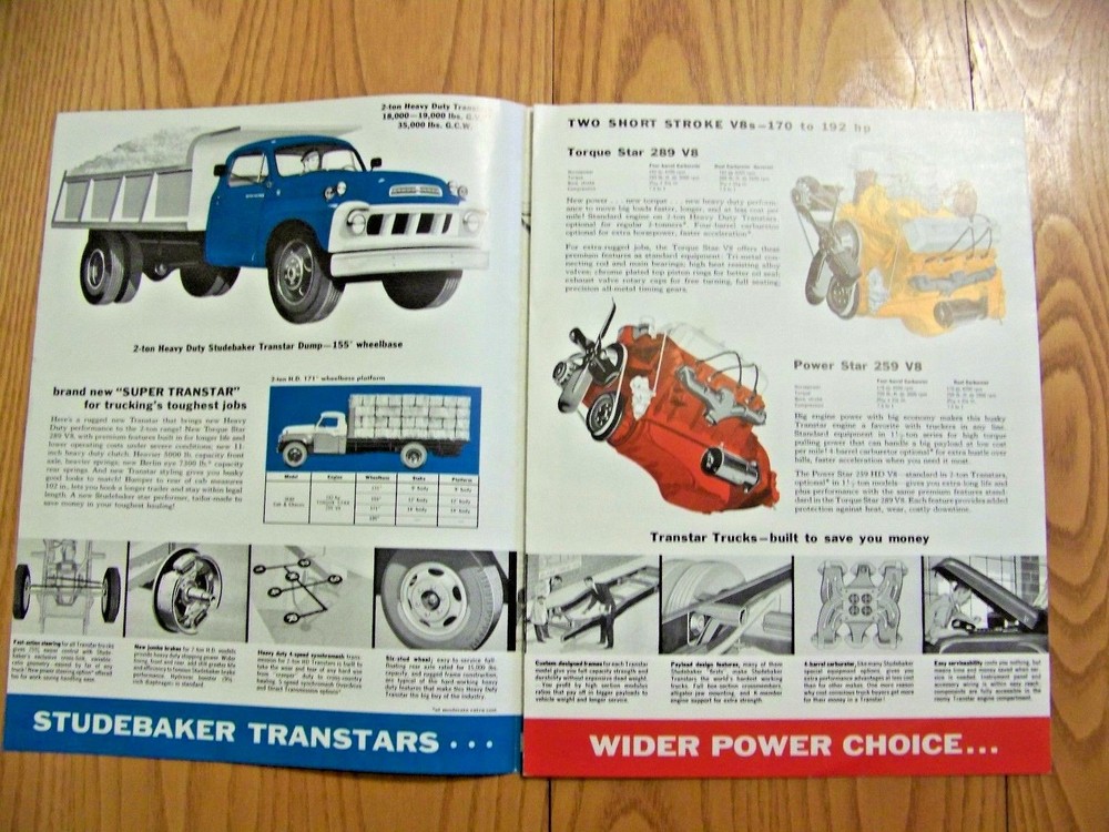 TWO VINTAGE STUDEBAKER TRUCK ADS - ORIGINAL