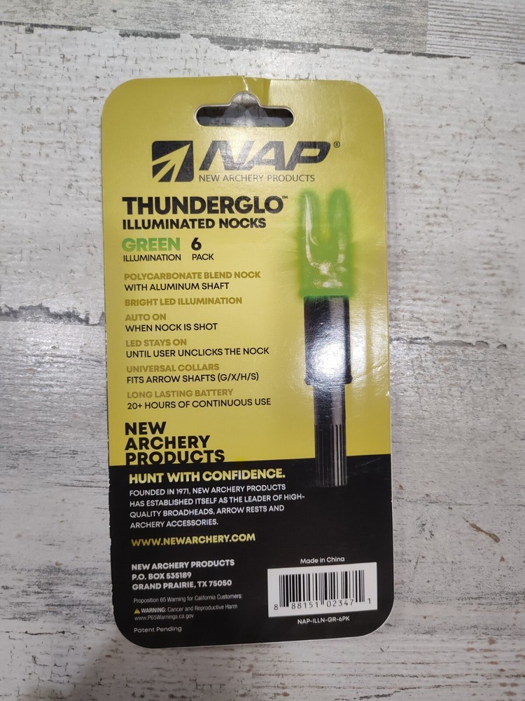 NAP Thunderglo Illuminated Nocks Green 6 Pack