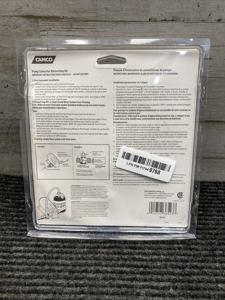 Camco - 36543 - Pump Converter Winterizing Kit - Free Shipping