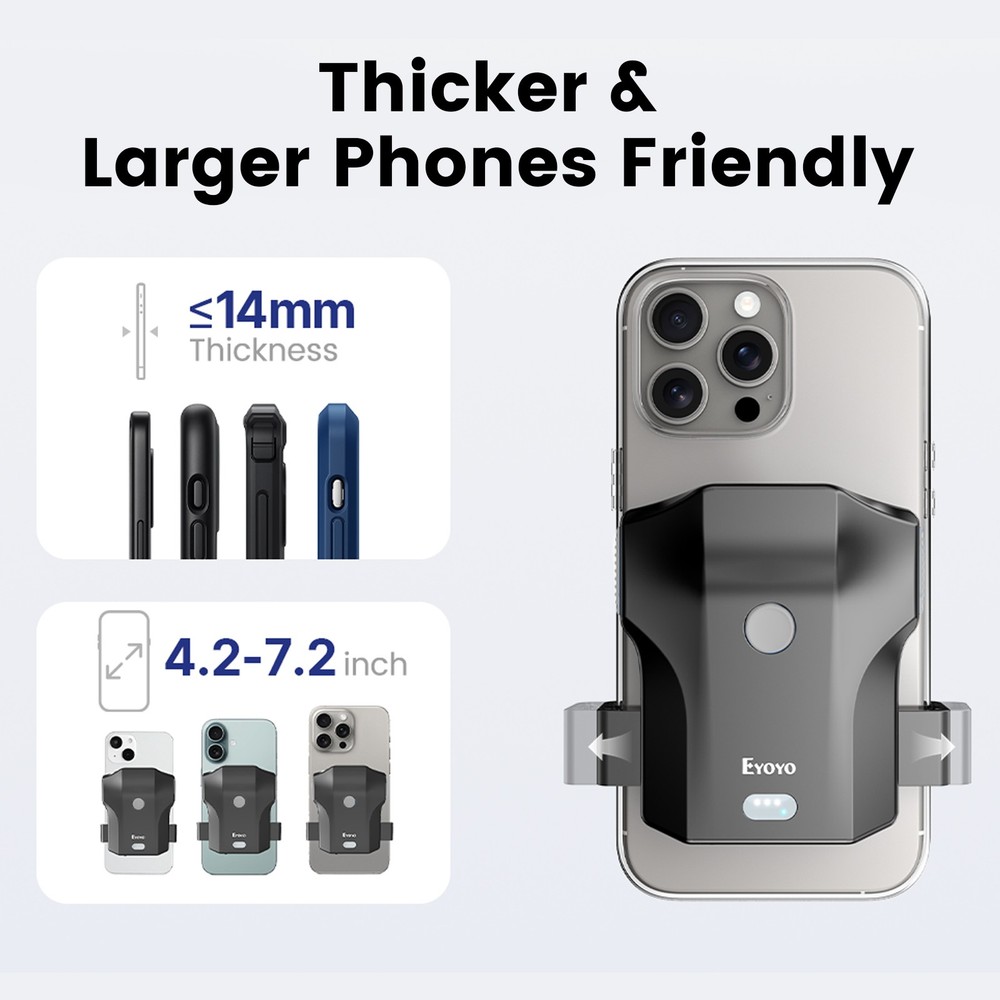 Eyoyo Bluetooth Back Clip Barcode Scanner for Phone,1D 2D QR Code UPC EAN Reader