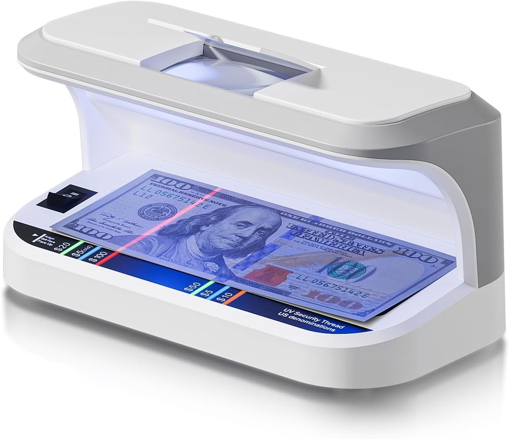 Portable Counterfeit Bill Detector with 8X Magnifying, 2 LED UV Light, Large ...