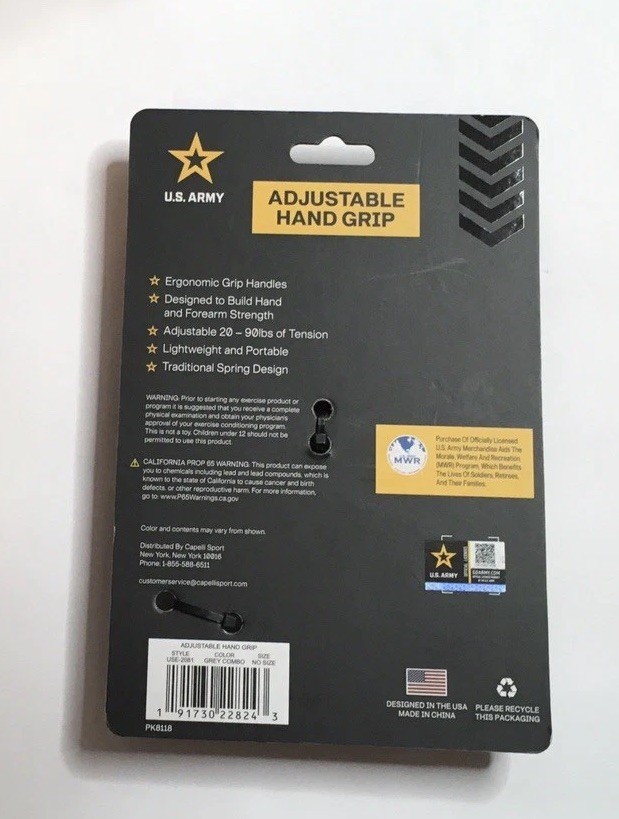 U S ARMY ADJUSTABLE HAND GRIP Strength Power Trainer Exercise Licensed NEW