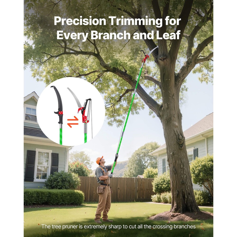 Manual Pole Saw, 3.87-27 ft Extendable Pole Tree Pruner with Scissors, Sharp 65M