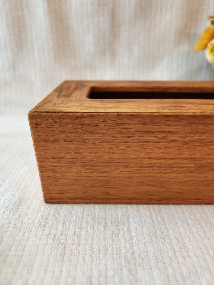 Vintage Handmade Tissue Box Cover Solid Oak Tissue Dispenser Rectangle Rustic