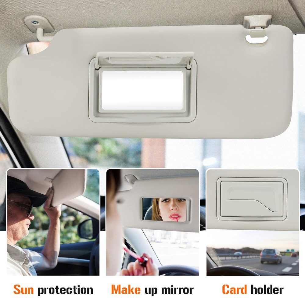Sun Visor for 2012-2019 Chevy Sonic, 2013-2016 Spark, Left Driver Left, Grey