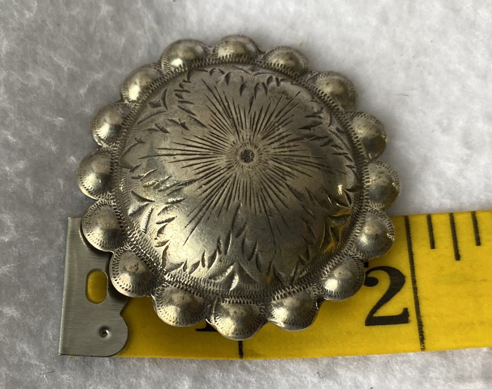 Pair STUNNING Large 1-7/8" Hand Engraved Silver Loopback Bridle Rosettes Conchos
