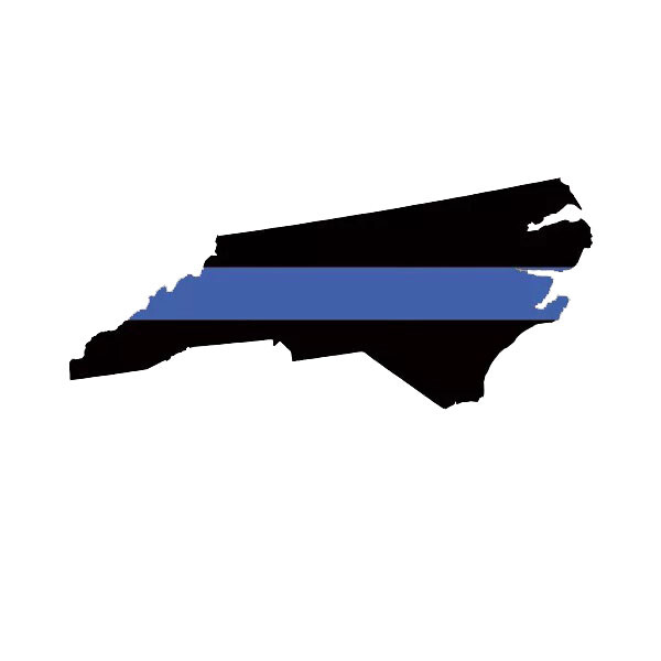 North Carolina State Shaped The Thin Blue Line Sticker Decal