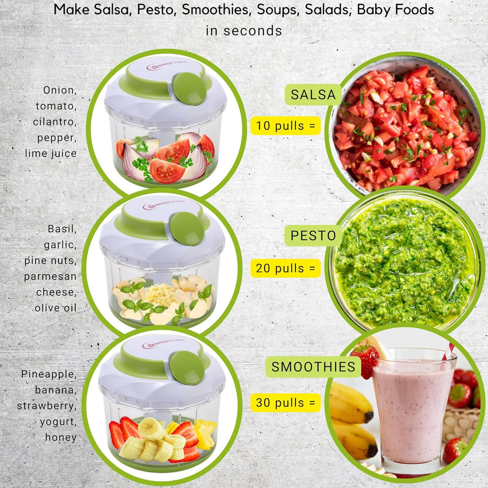 Quickpull Manual Food Chopper - 4-Cup Power for Easy Meal Prep