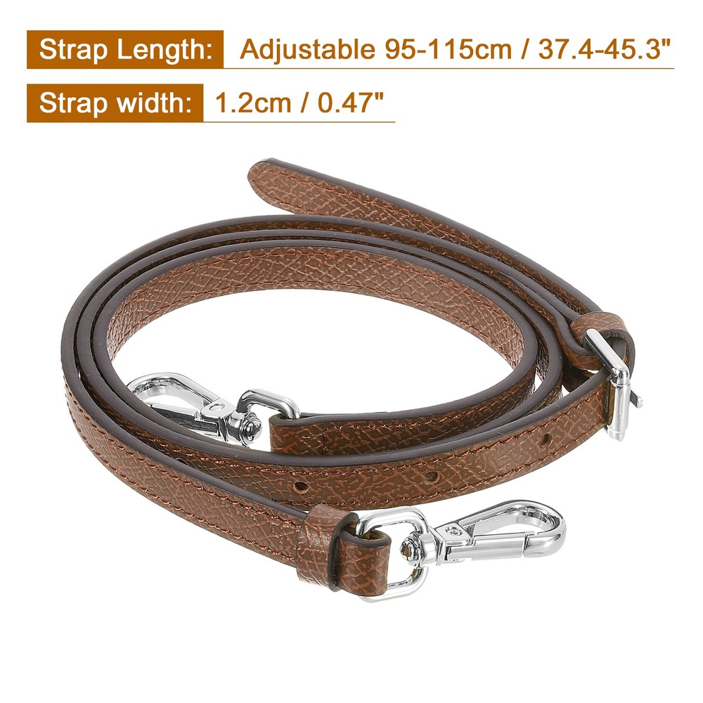 Leather Adjustable Replacement Bag Straps, Light Brown, Silver Buckle