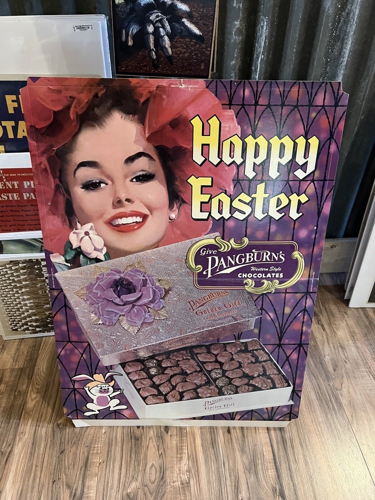 Pangburn's Western Style Chocolates Easter Counter Top Advertising Sign