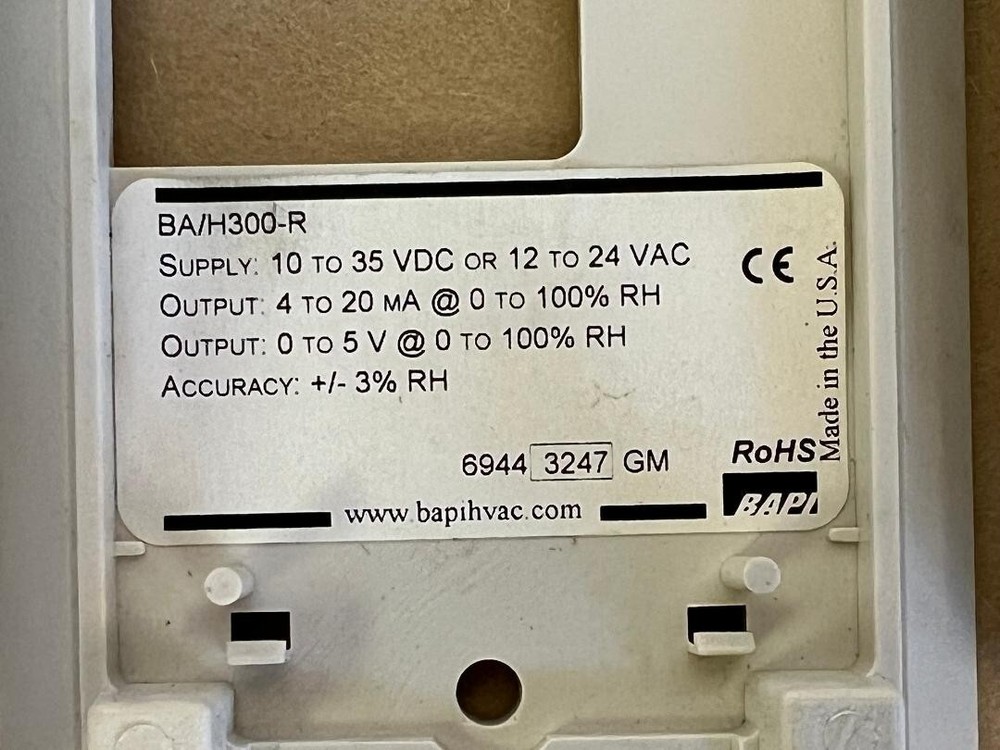 BAPI HVAC BA/H300-R HUMIDITY TRANSDUCER, ITEM A