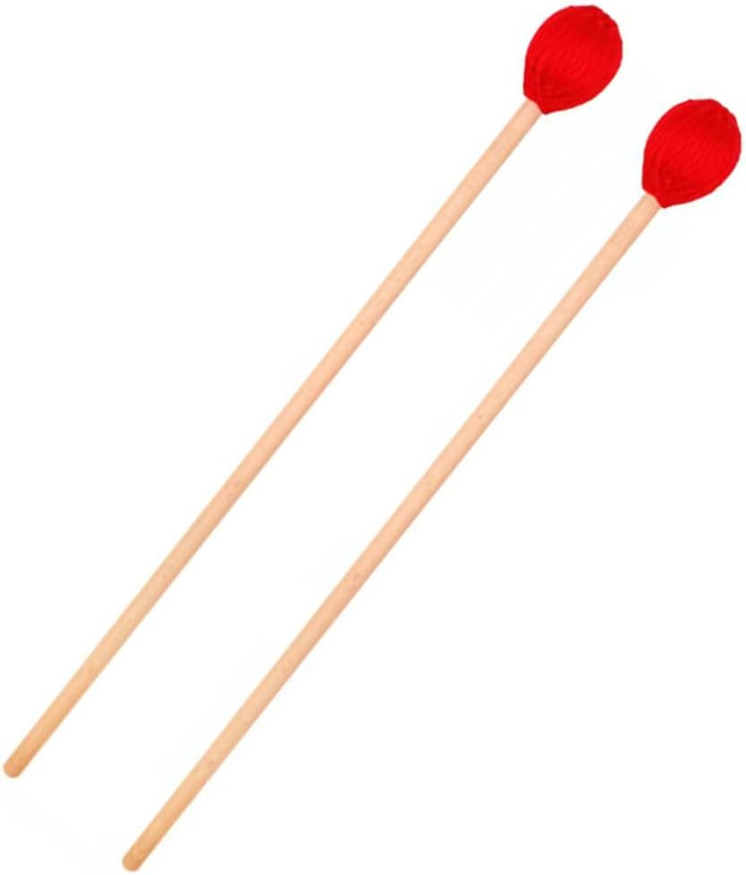 Medium Hard Red Yarn Marimba Mallets with Maple Handles for Percussion Marimba P