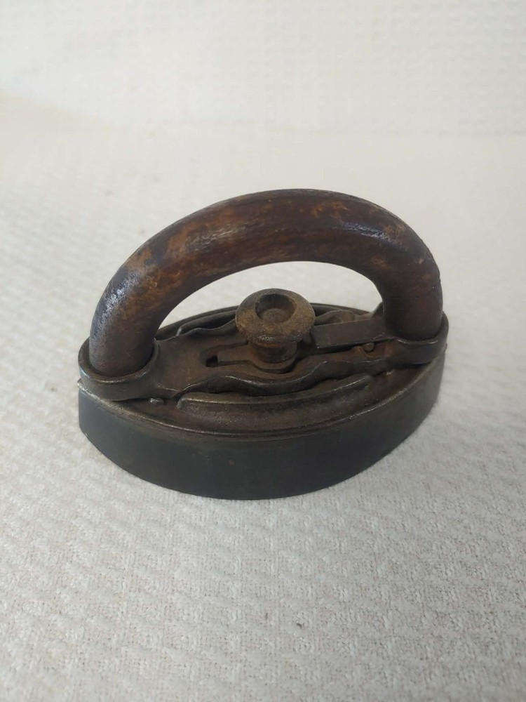 small about 4" sad iron with removable handle shirt collars, toy ...