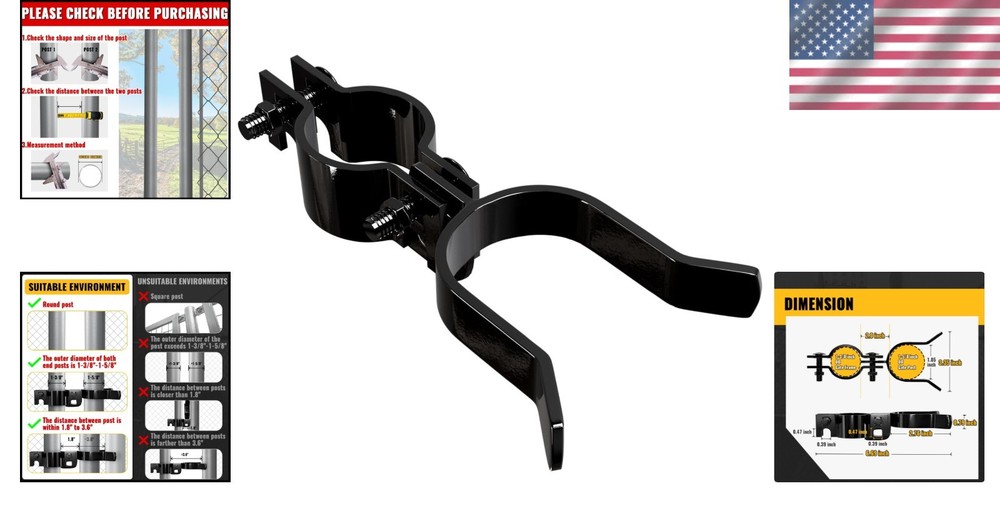 Durable 1-5/8" Chain Link Gate Latch - Black Powder Coated Security Solution