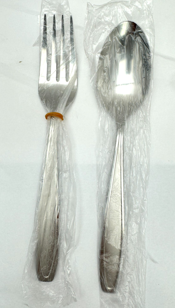 Serving Fork & Solid Spoon Oneida Court Sand SS Flatware #89232 READ!