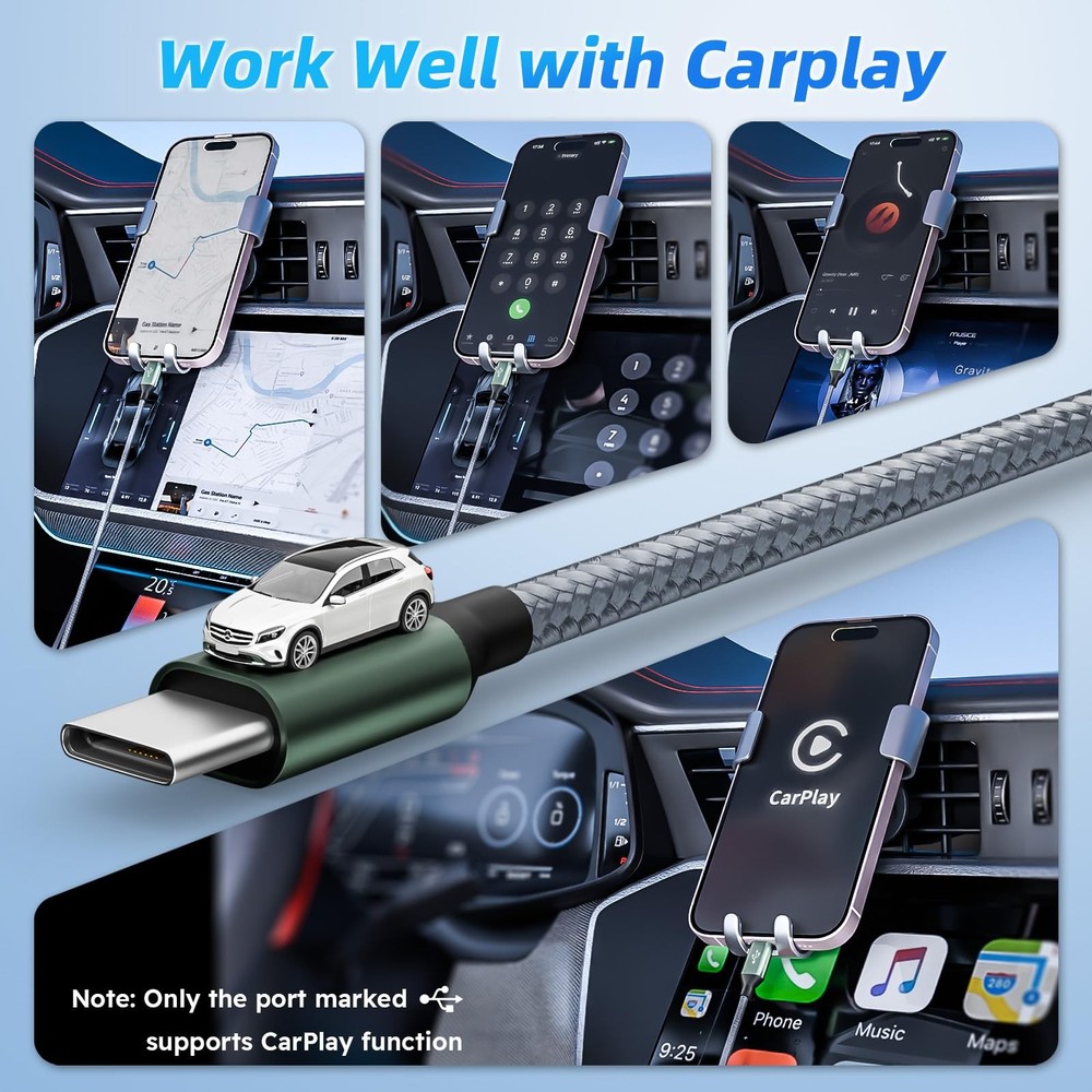 USB C Multi Charging Cable with 4 Type-C Connectors, C 1Pack_5FT, Grey