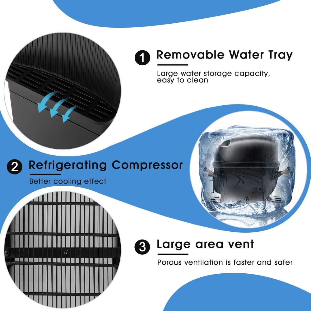 Hot/Cold Water Cooler Dispenser Freezer Top Loading Compressor Refrigeration