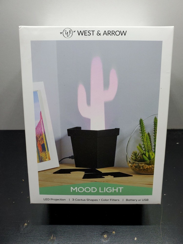 Mini Cactus LED Projection Mood Light By West & Arrow