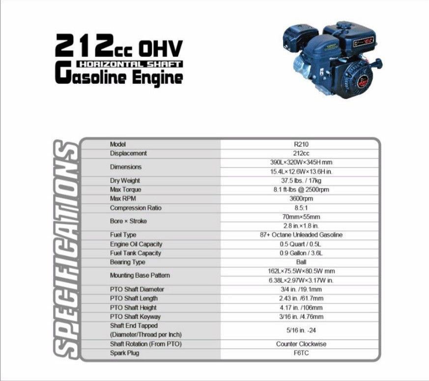 Sigma 6.5HP 212CC Horizontal Gas Engine For lawnmower Pump Same Predator Factory